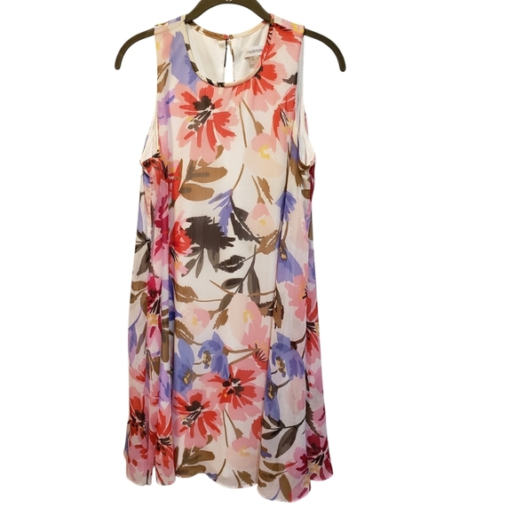 Calvin Klein Red and Black Floral Dress - Picture 1 of 5